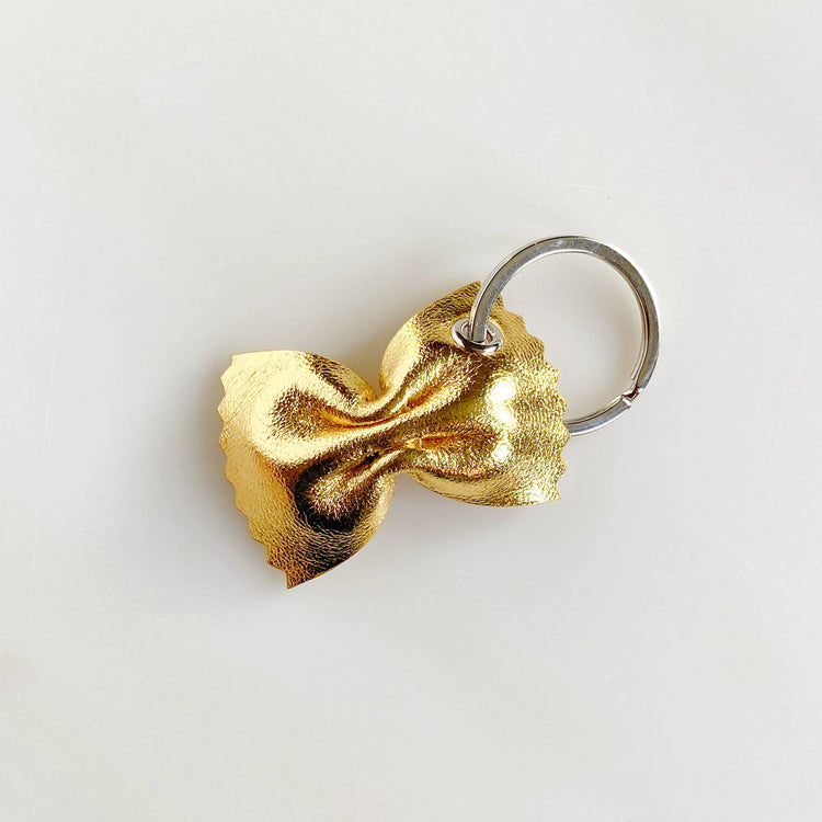 Porte-clés Farfalle en cuir doré