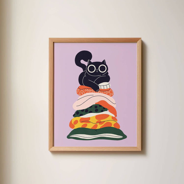 Affiche Chat sur couvertures