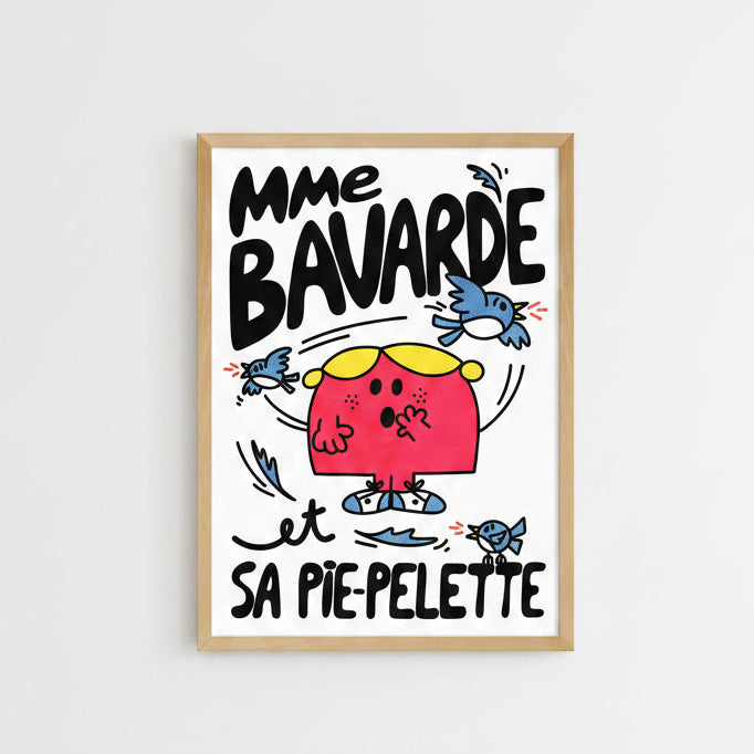 Affiche risographie 'Madame Bavarde'