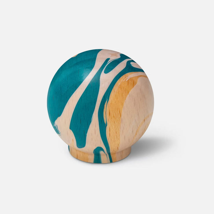 Blue marbled handle (or hook) on beech [on order]