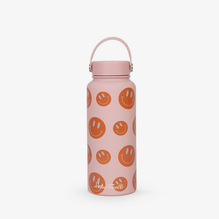Pink Smiley water bottle 1L