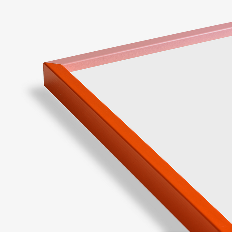 Cadre de bois rose/orange et plexiglas [50x70cm]