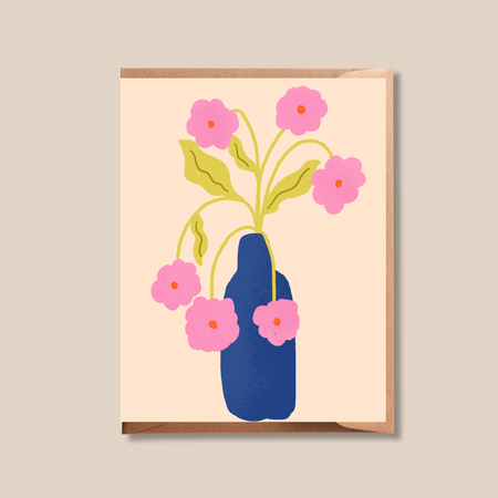 Vase and flowers greeting card