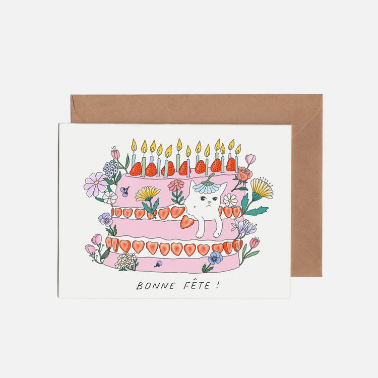 Carte de souhaits Gâteau de fête Chat