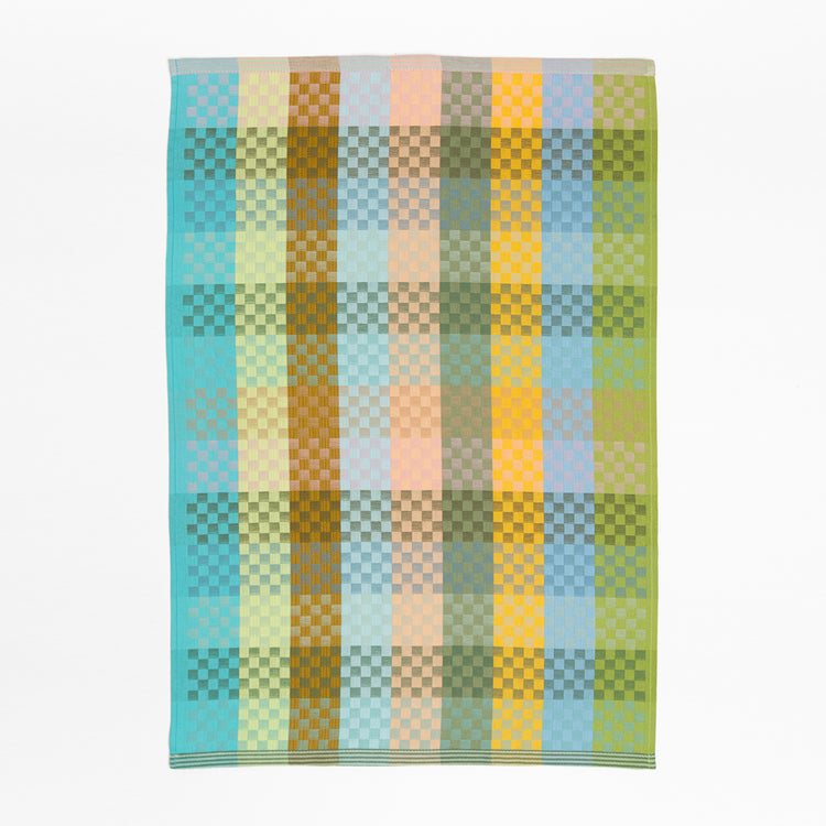 Linge à vaisselle Damier vert-bleu