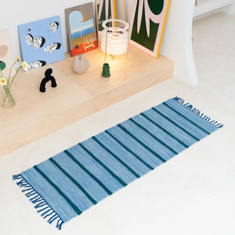 Tapis de couloir Rayé bleu