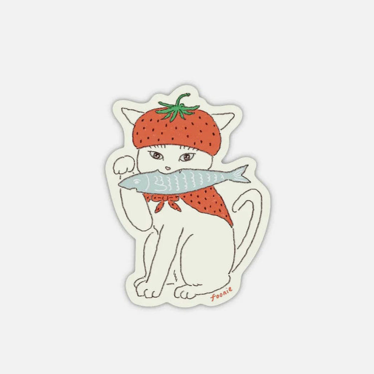 Autocollant Chat Fraise