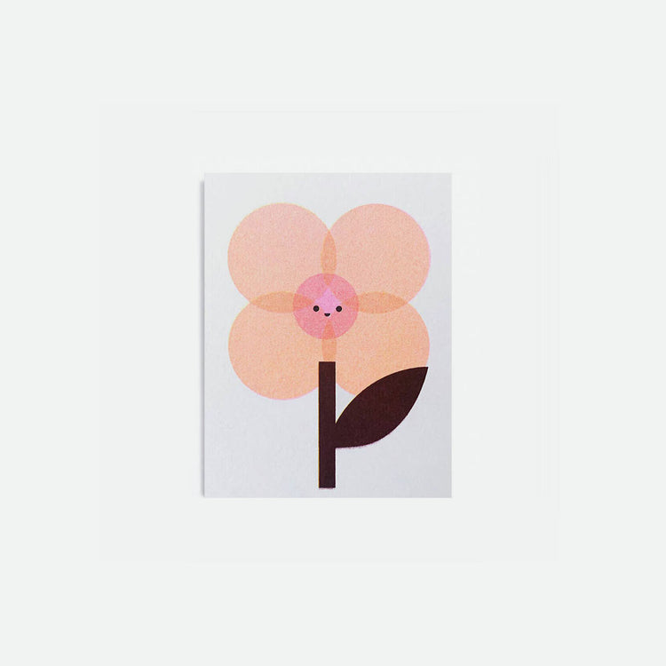 Small Cherry Blossom risograph card / poster