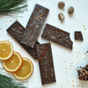 Dark soy milk chocolate bar, orange and nutmeg