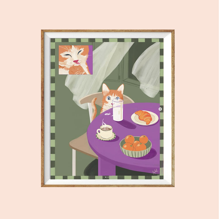 Affiche 'Cat at coffee shop' [formats variées]