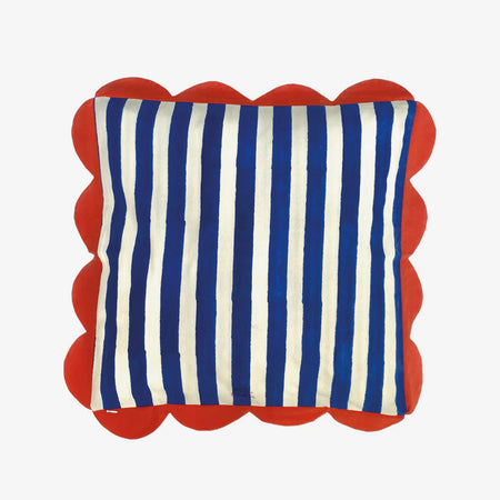 Blue striped cushion cover
