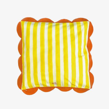 Yellow striped cushion cover