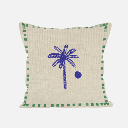 Coussin décoratif palmier bleu