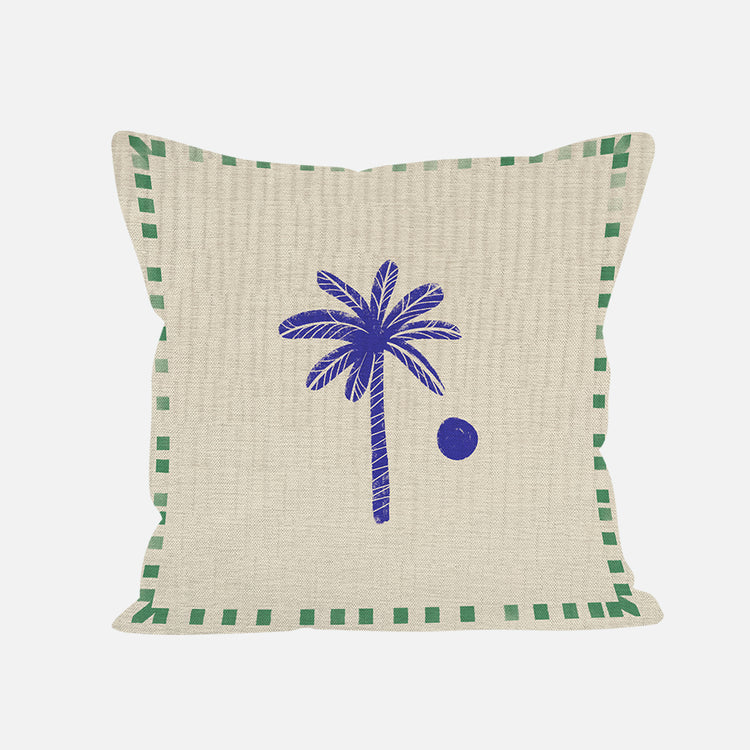 Blue palm tree decorative cushion