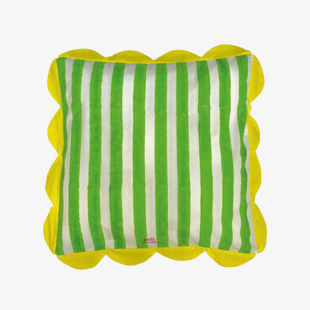 Green striped cushion cover