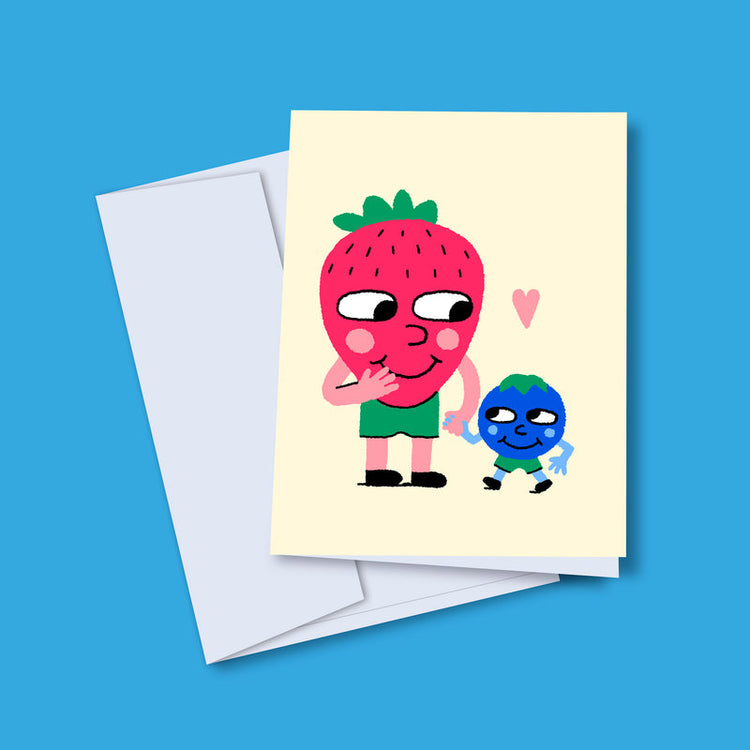Carte de souhaits 'Fraise et Bleuet'