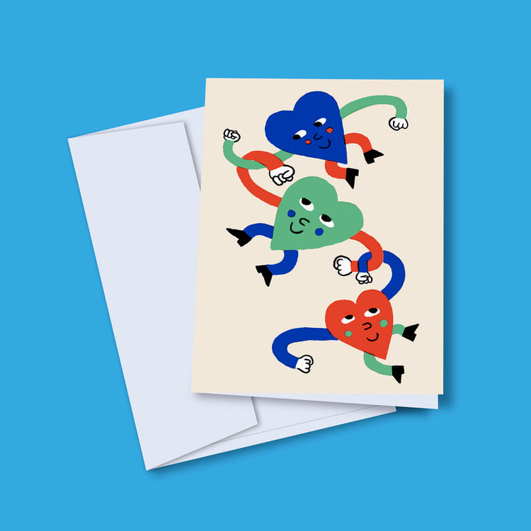 Carte de souhaits 'Coeurs en jeu baril de singes'
