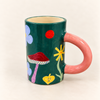 Tasse verte en céramique Papillons Fleurs