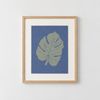 Affiche sérigraphiée 'Feuille verte' sur papier bleu