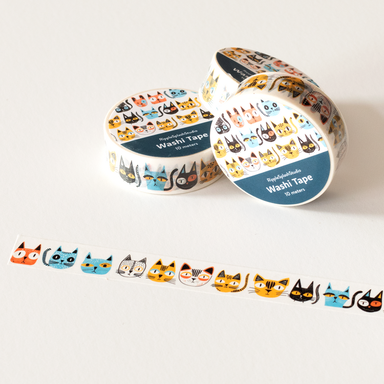 Ruban Washi Visages chats colorés