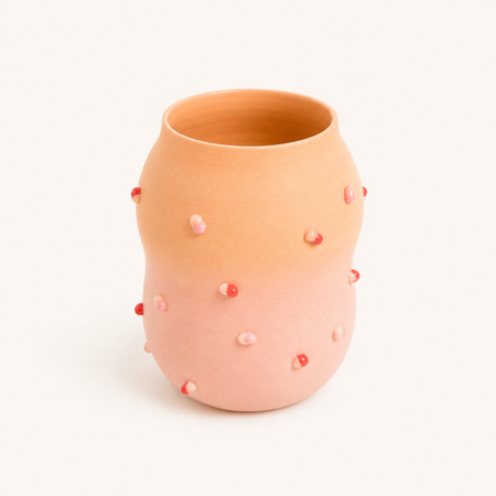 Vase rose petits pois en céramique