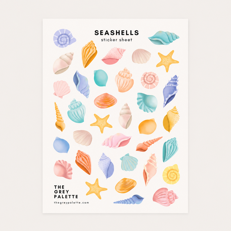 Feuille d'autocollants Coquillages