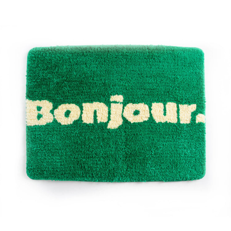 Tapis de bain Bonjour vert