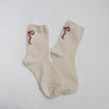 Cream socks with red loop