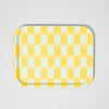 Plateau en bois carreaux jaunes