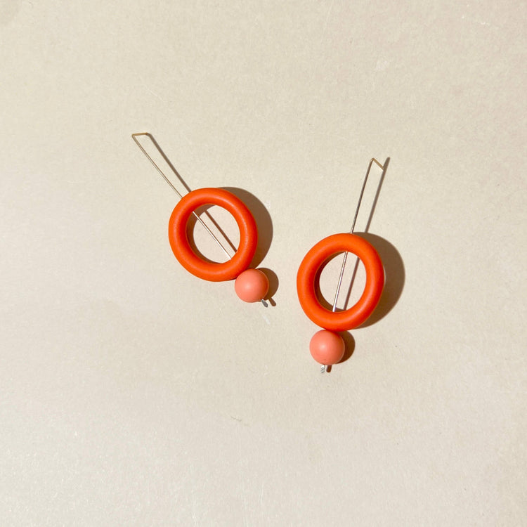 Boucles d'oreilles Daisy coquelicot et corail