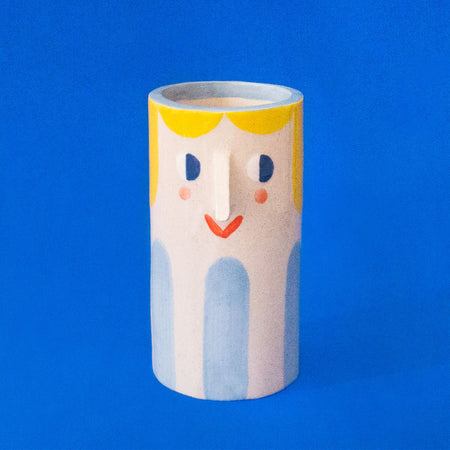Ceramic Vase 'Girl with Baby Blue Stripes' 
