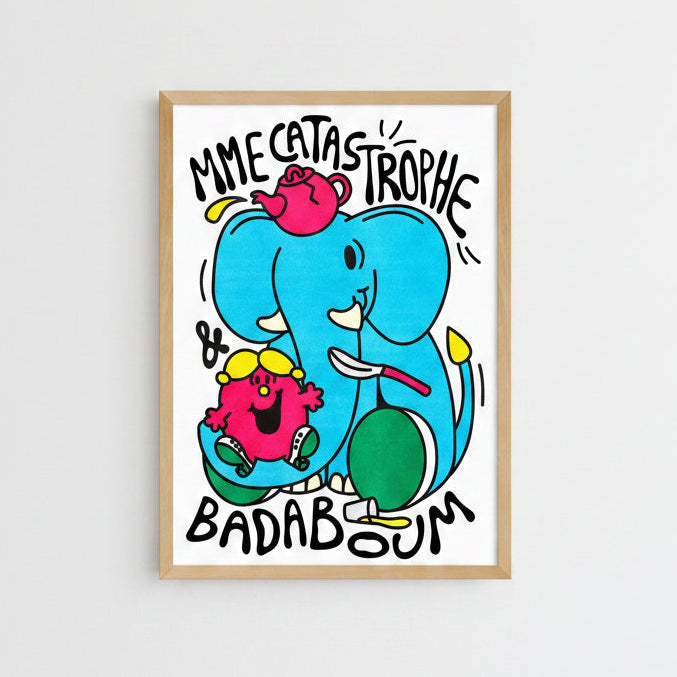 Affiche risographie 'Madame Catastrophe'