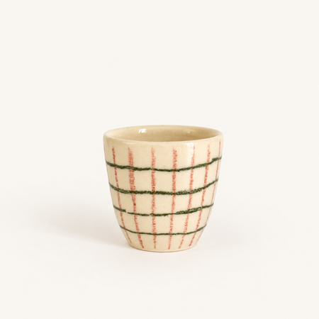 Gobelet carreaux rose-vert