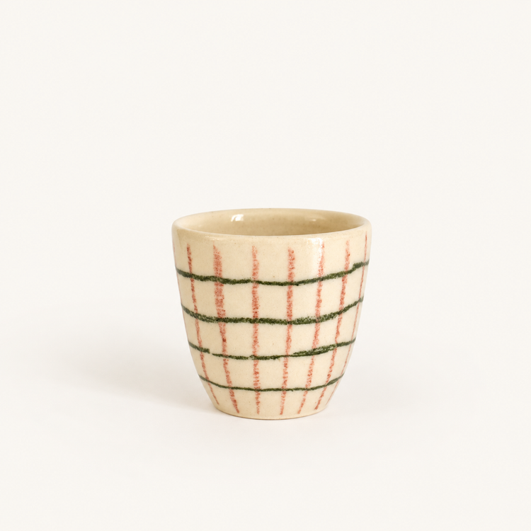 Gobelet carreaux rose-vert