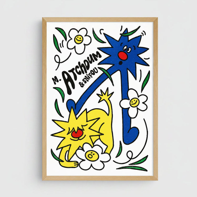 Affiche risographie 'Monsieur Atchoum'