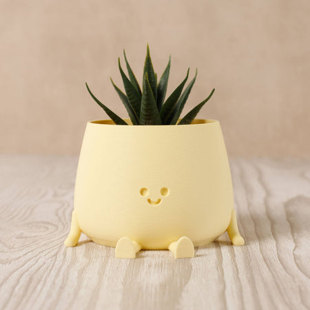 Cache-pot jaune pâle Happy Pot [format variés]