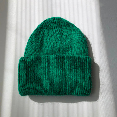 Tuque en laine Angora vert émeraude