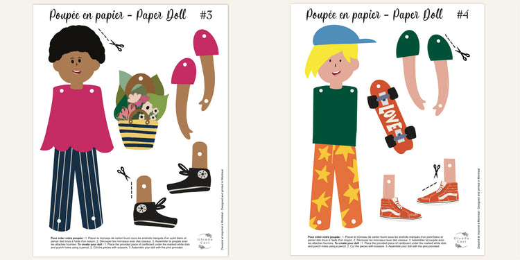 Set of 2 paper characters to build [varied models] 