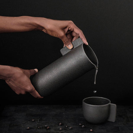 Stoneware pitcher + cup 