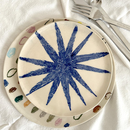 Blue ceramic star plate