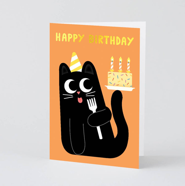 Carte de souhaits Happy Birthday Cat Cake