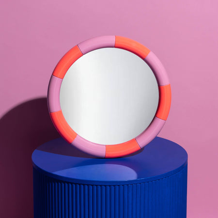 Miroir rond Cazbah lilas et corail néon