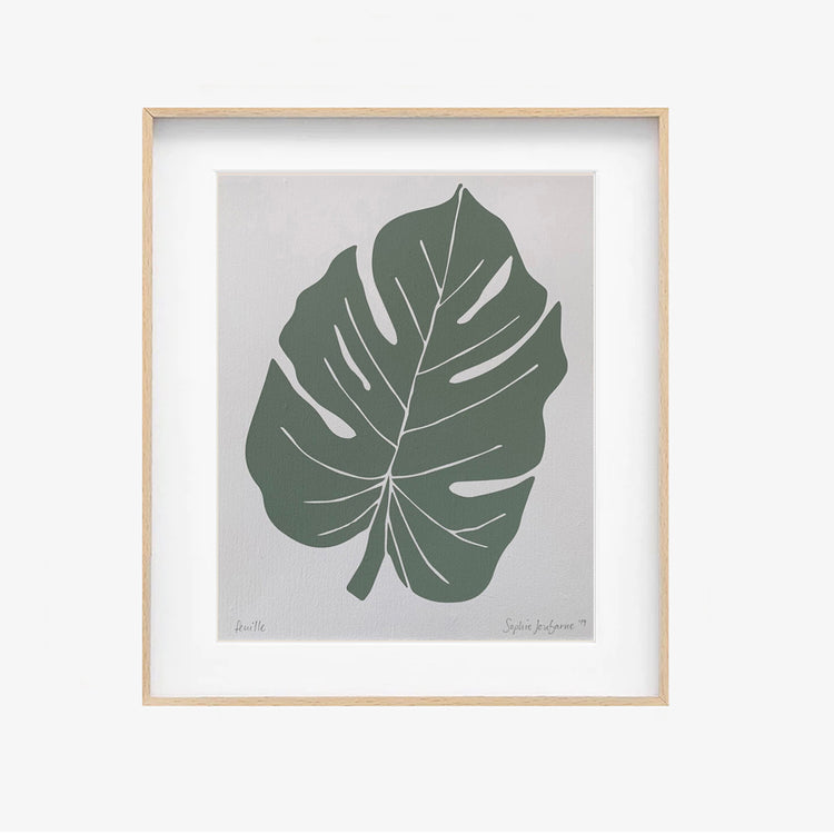 Screen-printed poster 'Green leaf' 