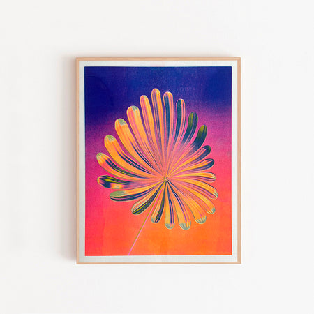 Risograph poster 'Flower at Sunset'