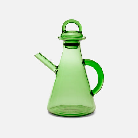 Green glass oil cruet