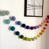 Rainbow Felted Wool Ball Garland