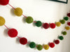 Garland of white felted wool balls 