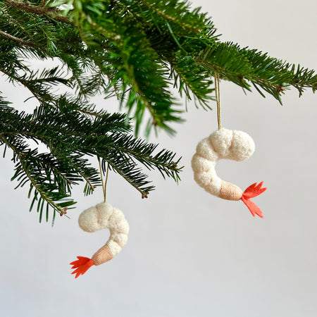 Recycled Wool Shrimp Ornament