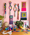 Original pink fringe wall hanging