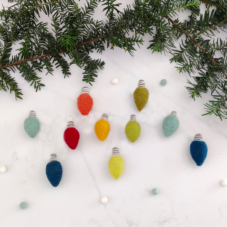 Felted Wool Christmas Light Ornament [Various Colors] 